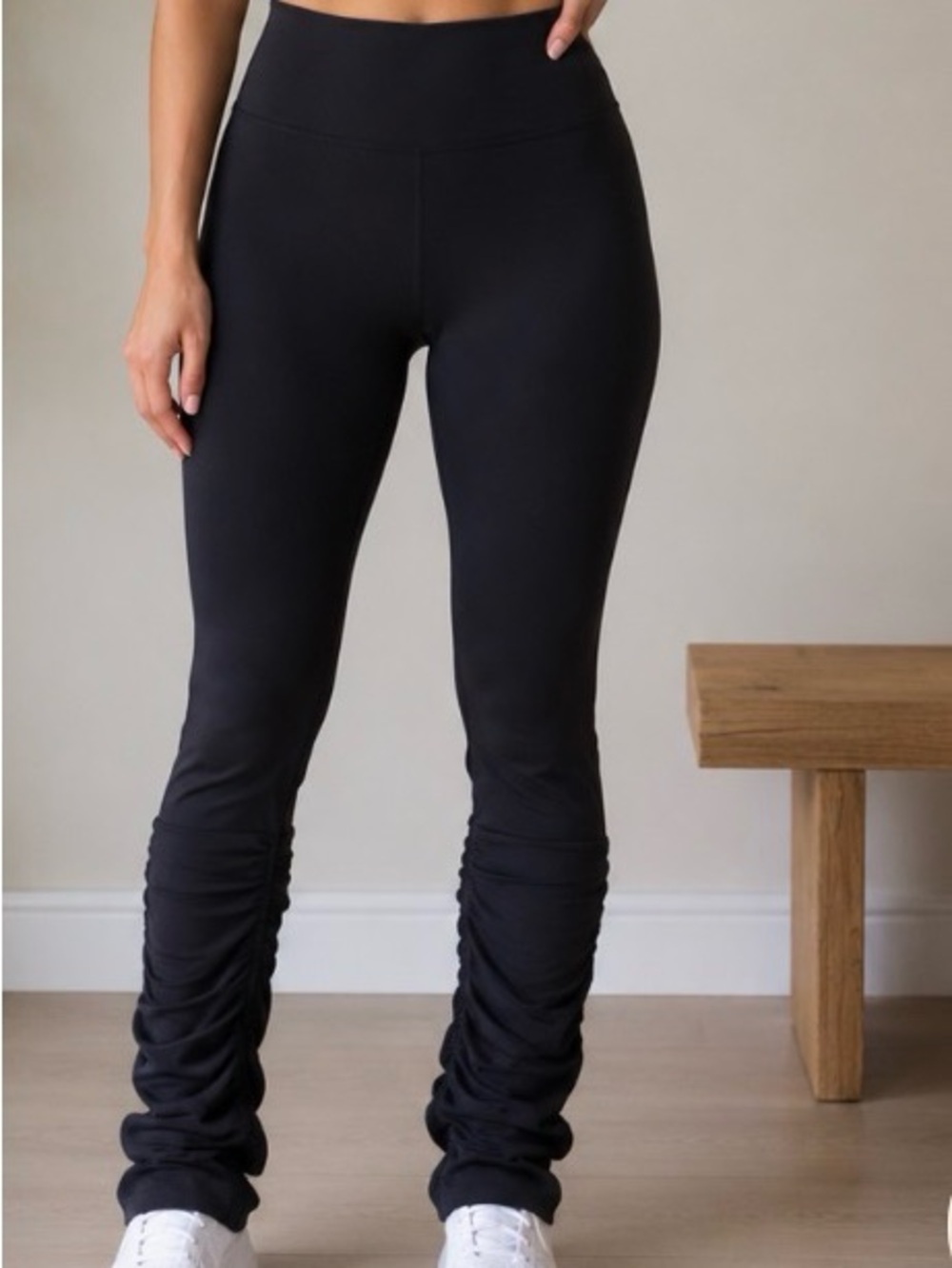 lululemon womens Black Ruched Leggings with Gathered Ankles